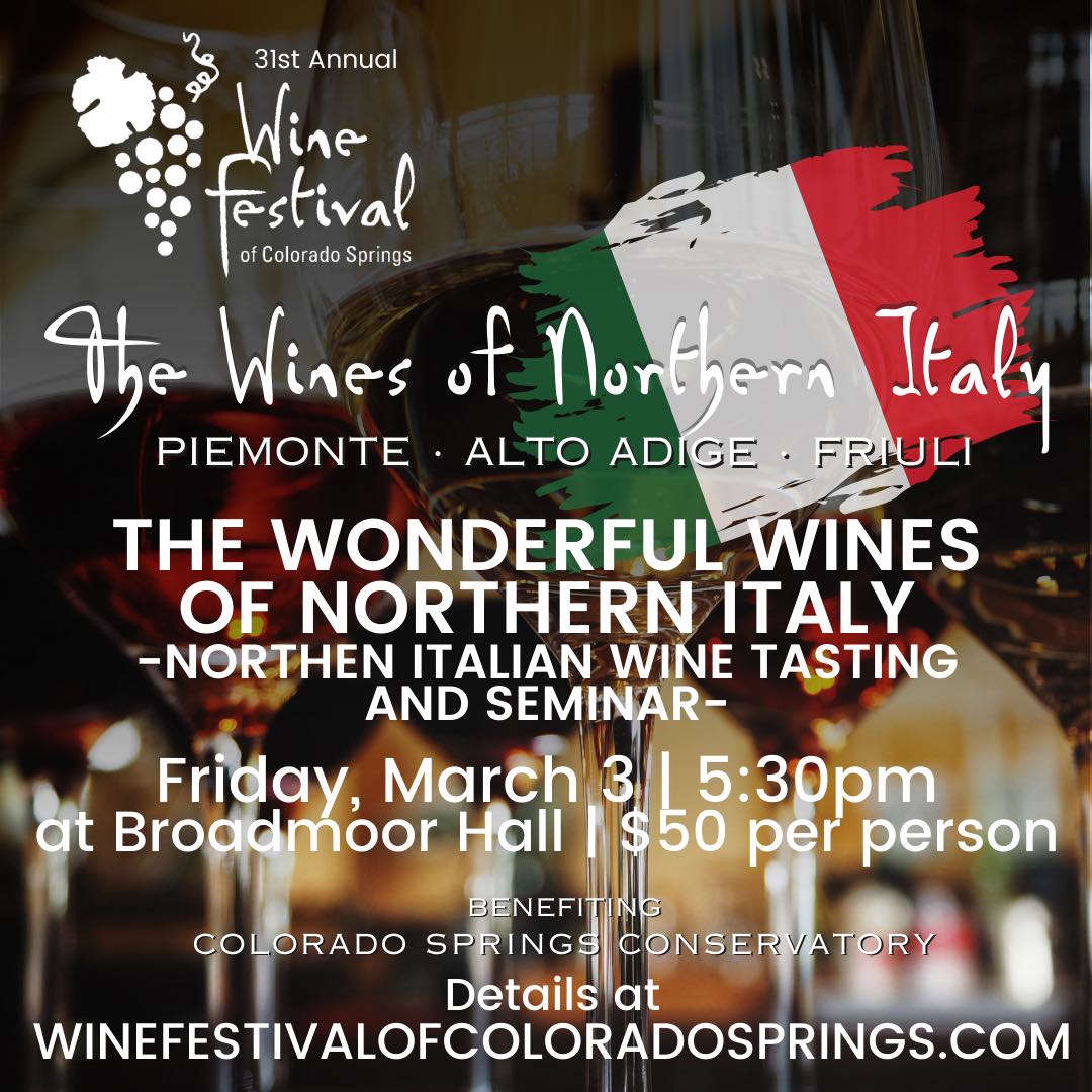 Wonderful Wines of Northern Italy event in Colorado Springs on March 3, 2023