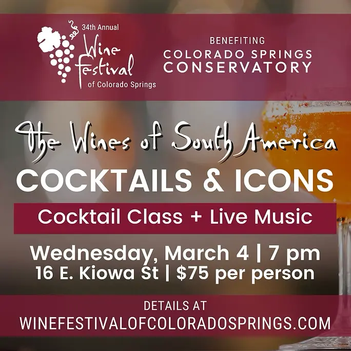 Cocktails & ICONS cocktail class and live music at the 2025 Colorado Springs Wine Festival